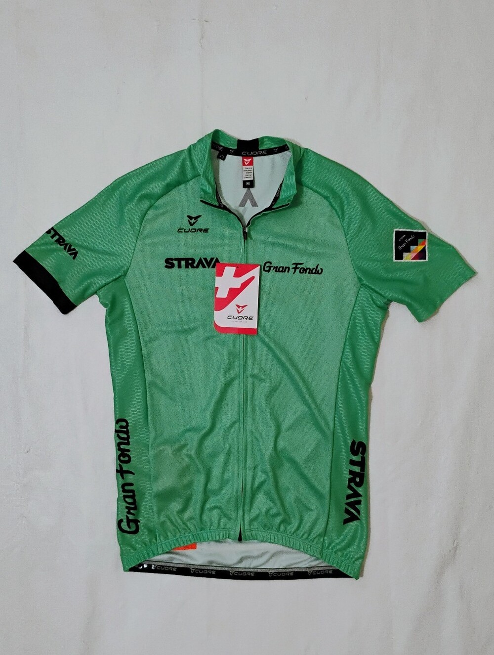 Men's Strava Gran Fondo Green Full Zip Cycling Jersey Size Medium-NEW